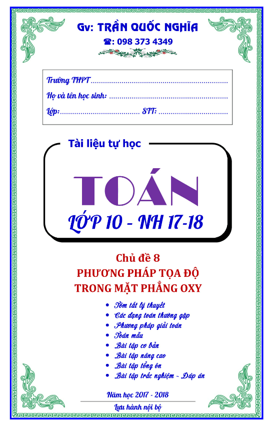 Các dạng toán phương pháp tọa độ trong mặt phẳng - Trần Quốc Nghĩa